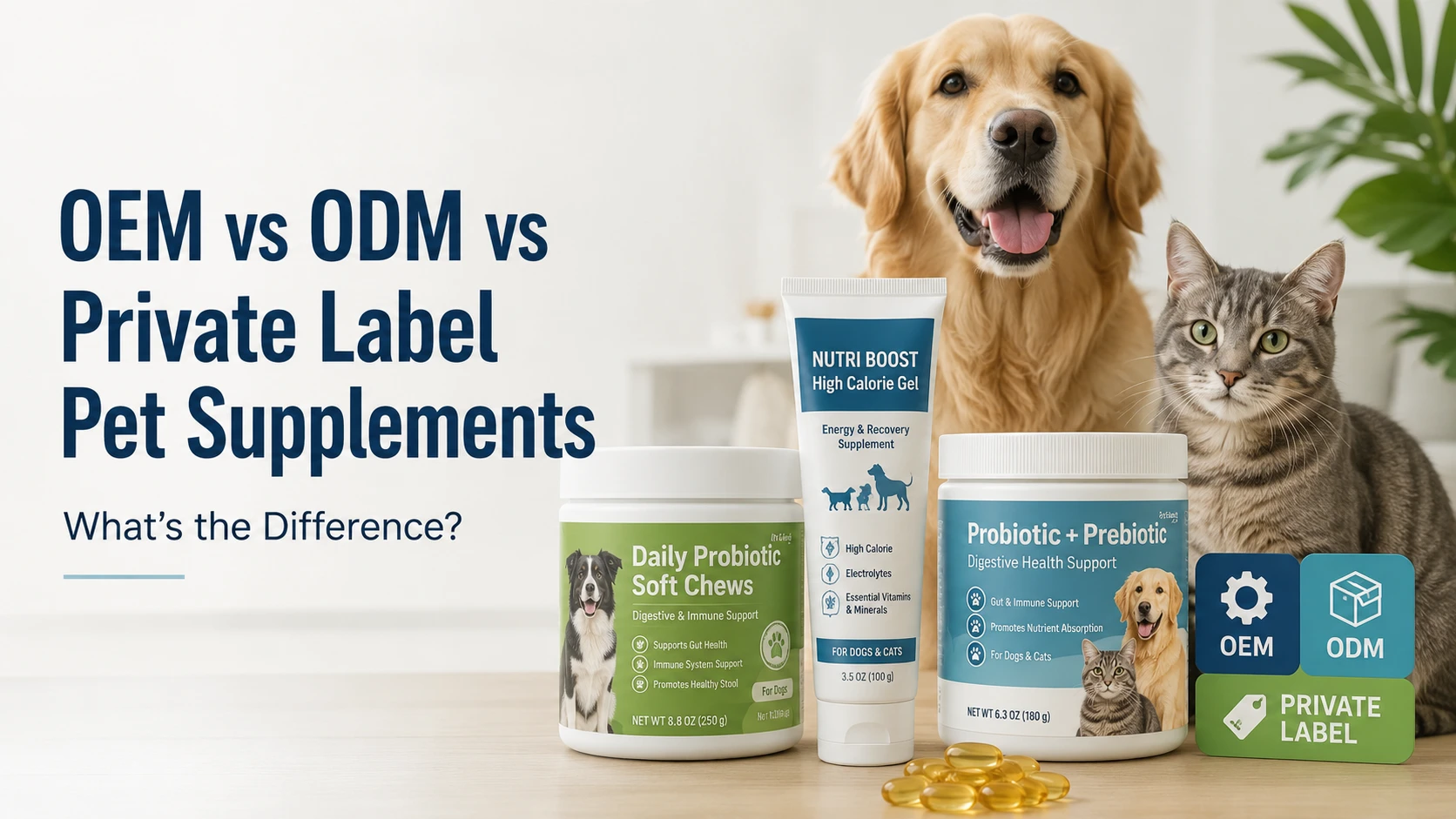 OEM vs ODM vs Private Label Pet Supplements What’s the Difference