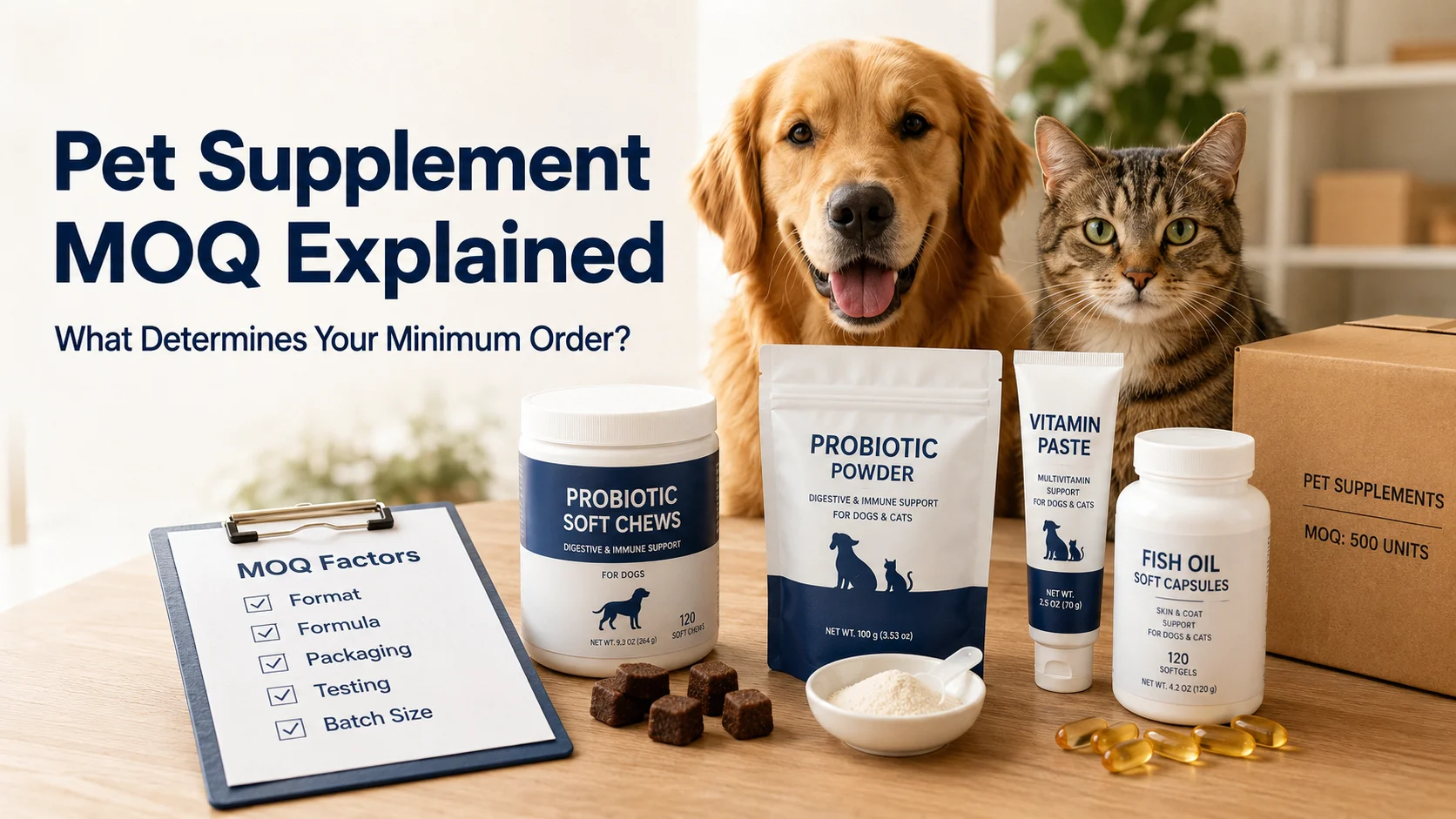 Pet Supplement MOQ Explained What Determines Your Minimum Order